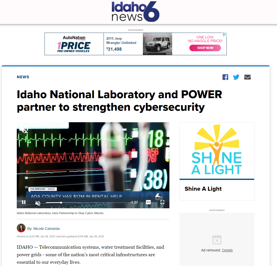Idaho National Laboratory and POWER partner to strengthen cybersecurity